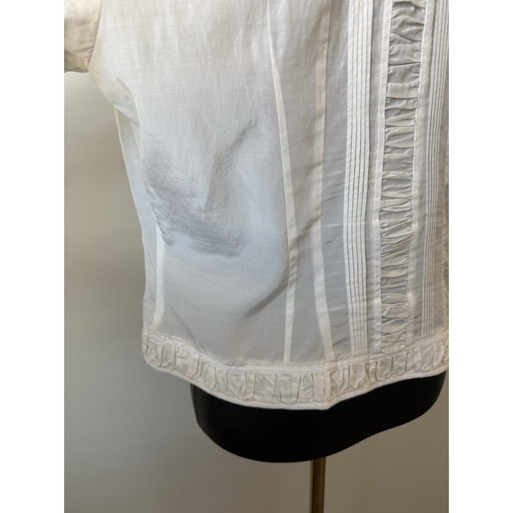 Coldwater Creek Women's PL Silk Blend Ivory Whimsy Ruching Jacket Petite - Picture 12 of 16